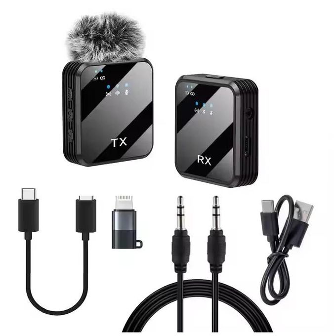 Generix F11-2 3 In 1 Wireless Microphone, Noise Cancellation Wireless Mic For Youtubers, Video Recording, Facebook, Compatible With Type-C Android/iPhone/Cameras/Laptop (Dual 2X