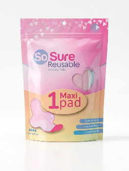 So Sure, Reusable Sanitary Pads - Leak-Proof Washable sanitary towels a Pack Maxi, Eco-Friendly & Long-Lasting Fabric for Normal to Heavy Flow - Pink