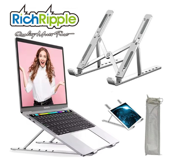 RichRipple Aluminum Portable Laptop Stand - 6-Level Adjustable & Foldable