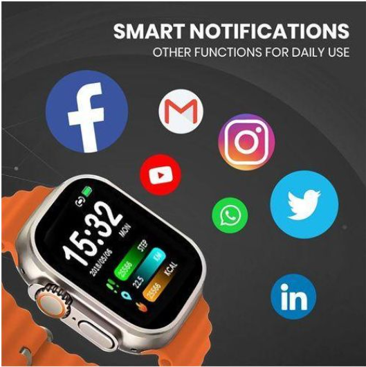 TiLECC Uitra 8 Smart Watch Dual Band 2-in-1 With Bluetooth Headset