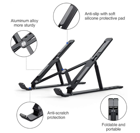 RichRipple Aluminum Portable Laptop Stand - 6-Level Adjustable & Foldable