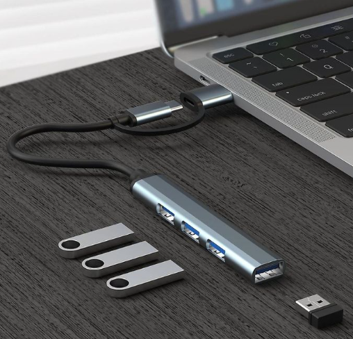 Type C USB 2.0 HUB 4 Port Multi Splitter Adapter, High-Speed 4 Port Hub