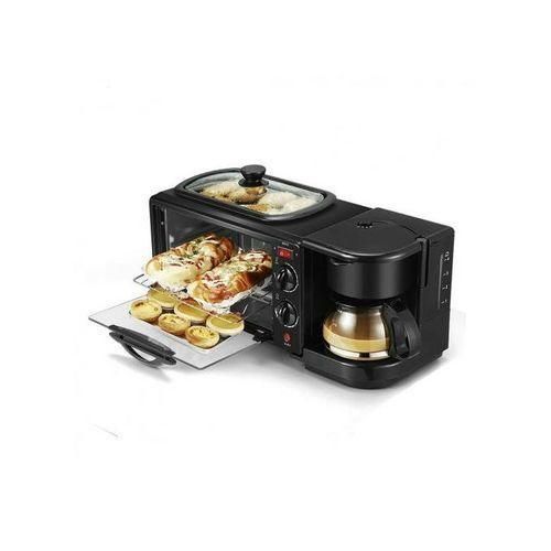 Hoffmans 3 In 1 Home Breakfast Maker Coffee Frying Pan Bread - Black