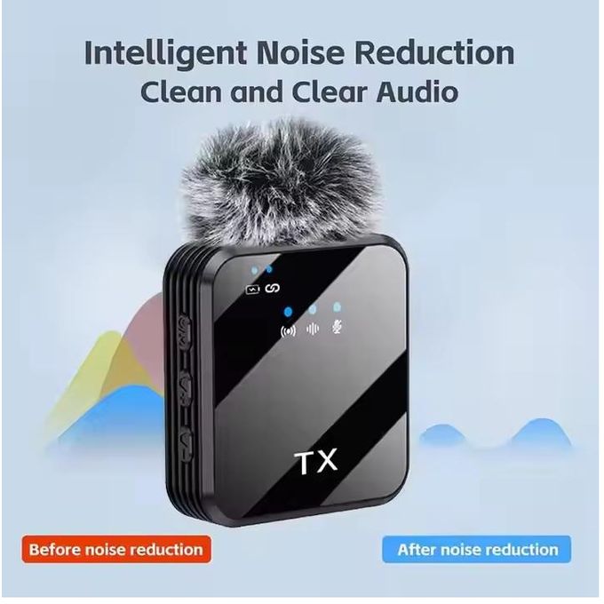 Generix F11-2 3 In 1 Wireless Microphone, Noise Cancellation Wireless Mic For Youtubers, Video Recording, Facebook, Compatible With Type-C Android/iPhone/Cameras/Laptop (Dual 2X