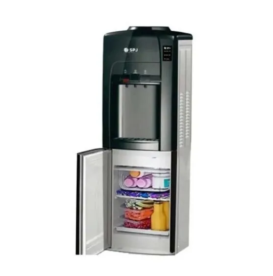 SPJ Hot And Cold Water Dispenser 3taps With A Refrigerator - Black & Silver