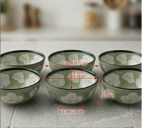 Sundabest Set of 6 Pieces Ceramic Bowls 6825