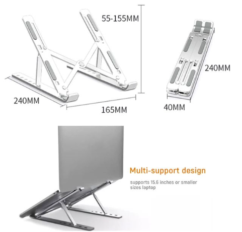 RichRipple Aluminum Portable Laptop Stand - 6-Level Adjustable & Foldable