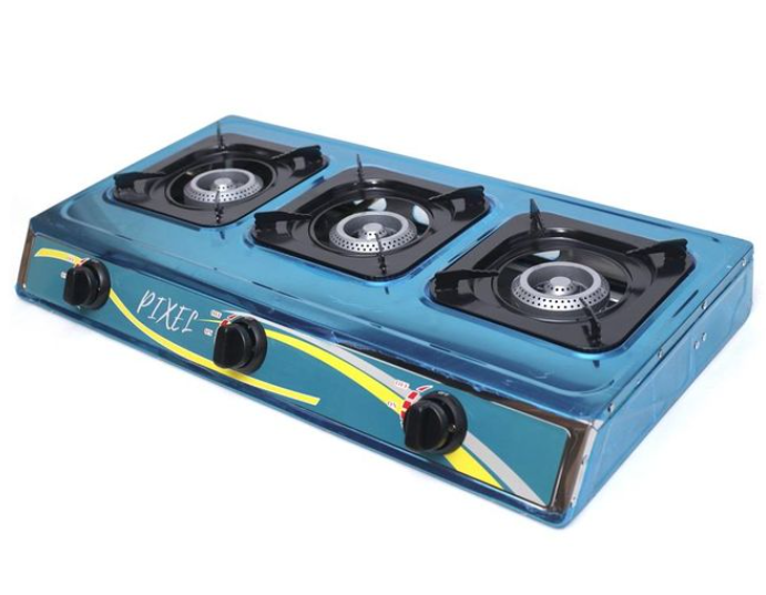 Pixel Tripple Burner Gas Stove Stainless Steel - Blue