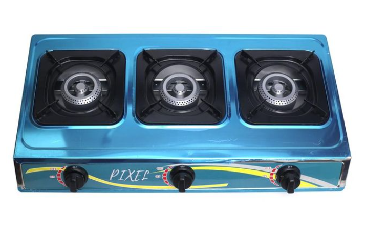 Pixel Tripple Burner Gas Stove Stainless Steel - Blue