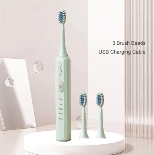 Follicular USB Rechargeable Electric Toothbrush Five-speed with 3 Brush Heads