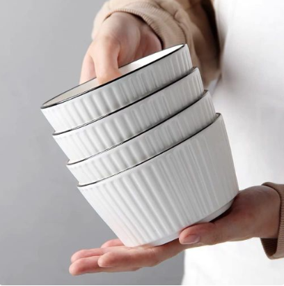 Sundabest Set Of 6 White Ceramic Bowls 8628