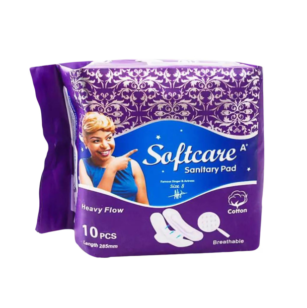 Softcare Cotton Feel Sanitary pads- Regular Size, 8 sanitary towels + 2 Free Panty Liners (Anti-Rash & Leak-Proof)