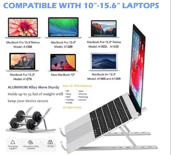 RichRipple Aluminum Portable Laptop Stand - 6-Level Adjustable & Foldable