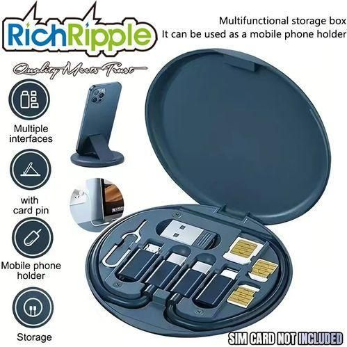 RichRipple 60W 5-in-1 Multi-Functional Fast Charging Cable Box with Phone Stand
