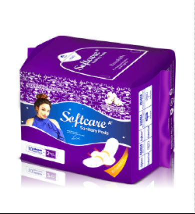 Softcare Cotton Feel Sanitary pads- Regular Size, 8 sanitary towels + 2 Free Panty Liners (Anti-Rash & Leak-Proof)