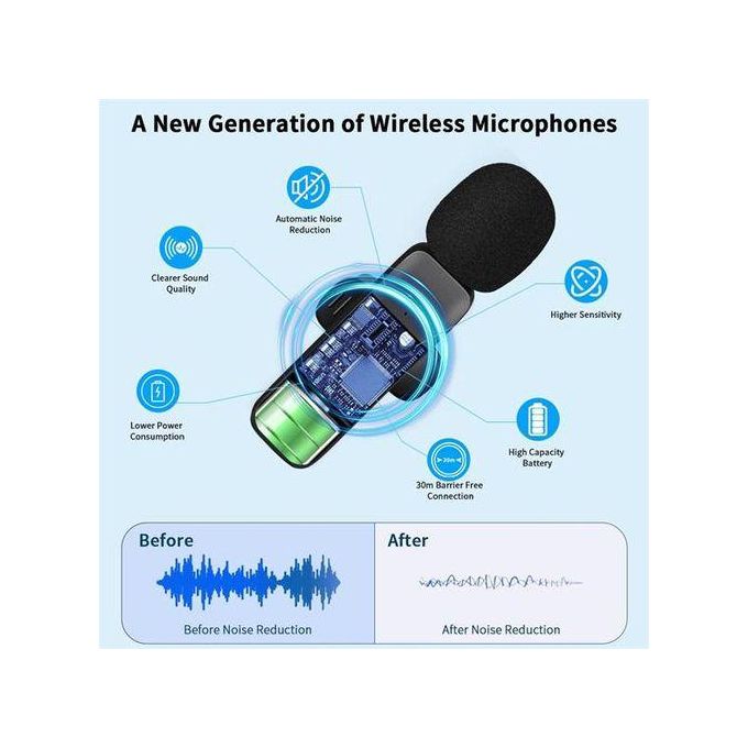 9 Professional Microphone Wireless Lavalier Microphone for Android Type C iPhone Live Game Recording Interview Vlog