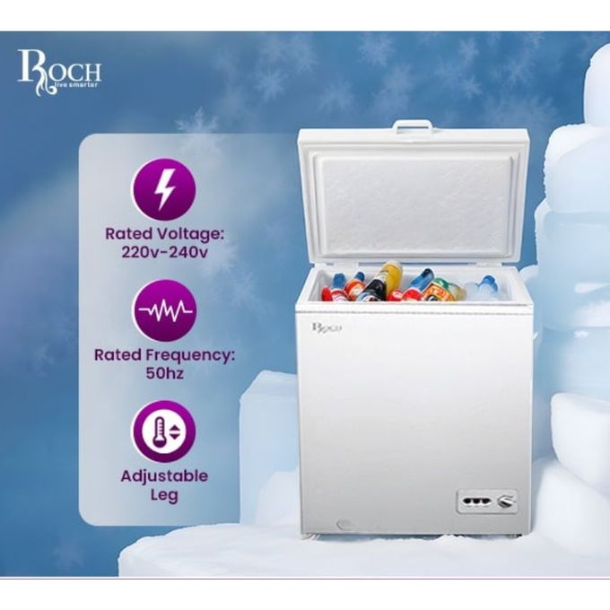 Roch 130 Litres Defrost Deep / Chest Freezer RCF-125G-E - Grey