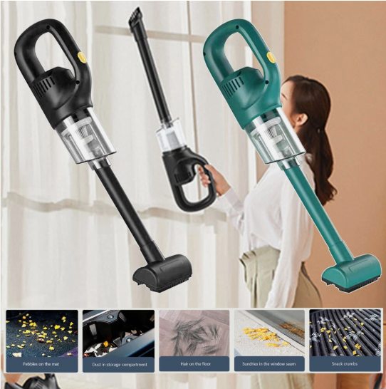 120W Cordless Handheld  Extended Flat Nozzle Rechargeable Vacuum Cleaner, designed for quick cleaning tasks in both cars and homes.