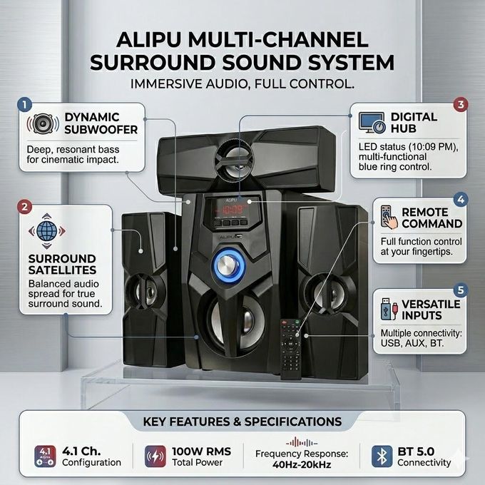 AILIPU Strong Bass 3.1 Bluetooth Multimedia Subwoofer - Black