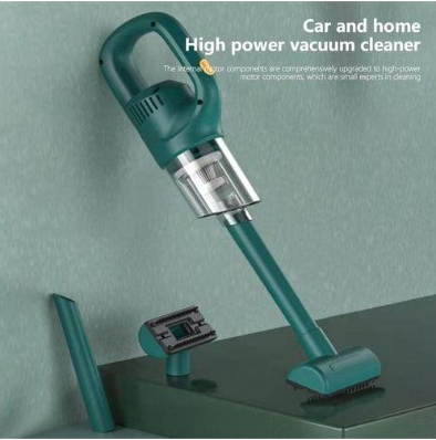 120W Cordless Handheld  Extended Flat Nozzle Rechargeable Vacuum Cleaner, designed for quick cleaning tasks in both cars and homes.