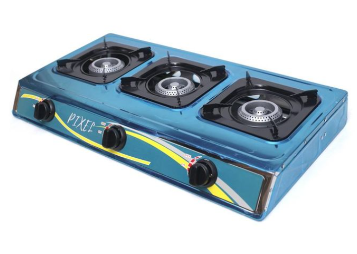 Pixel Tripple Burner Gas Stove Stainless Steel - Blue