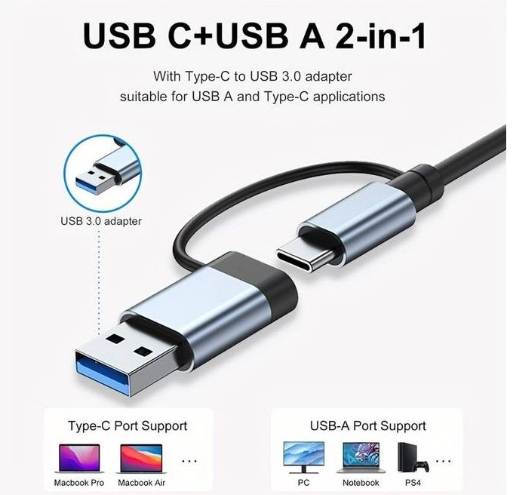 Type C USB 2.0 HUB 4 Port Multi Splitter Adapter, High-Speed 4 Port Hub