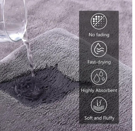 8-piece microfiber towel set. Includes 2 bath towels, 2 hand towels, and 4 face towels/ washcloths.