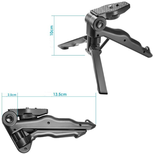 RichRipple 2-in-1 Portable Mini Tripod & Handheld Pistol Grip Stabilizer with Universal Phone Holder