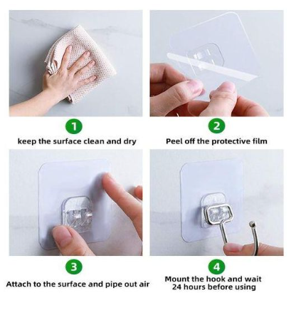 Adhesive Wall Hooks - Self-Adhesive Hooks Removable Waterproof Hooks (10 Pack)