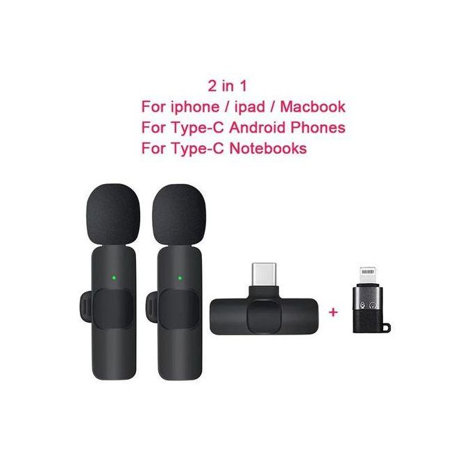 9 Professional Microphone Wireless Lavalier Microphone for Android Type C iPhone Live Game Recording Interview Vlog