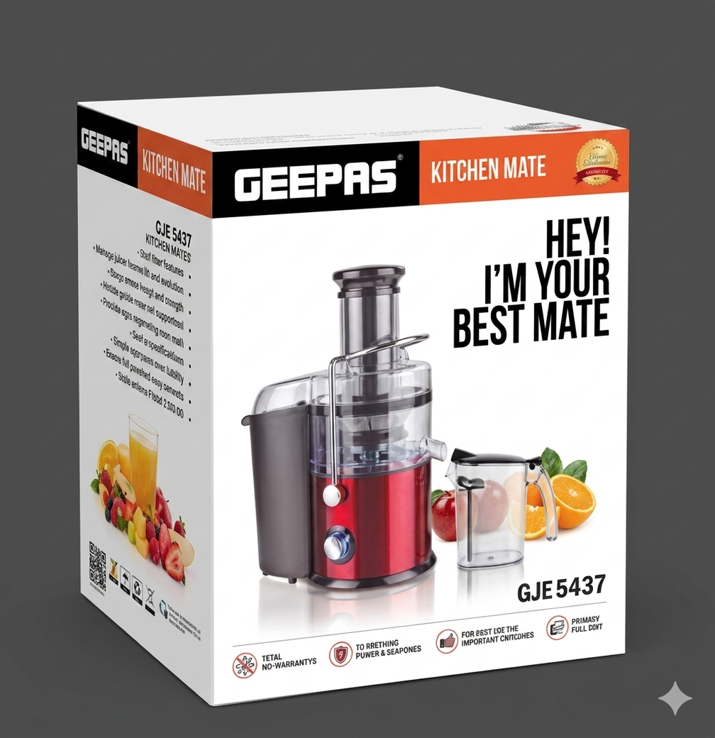 Geepas 800W Powerful Juice Extractor | 75mm Wide Mouth for Whole Fruits | 2.2L Extra-Large Pulp Container | Stainless Steel Body | 2-Speed Control with Pulse Function