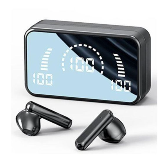 Wireless Bluetooth 5.2 Earphone Touch LED Stereo Audio, Ergonomically designed for a more comfortable fit on the auricle.