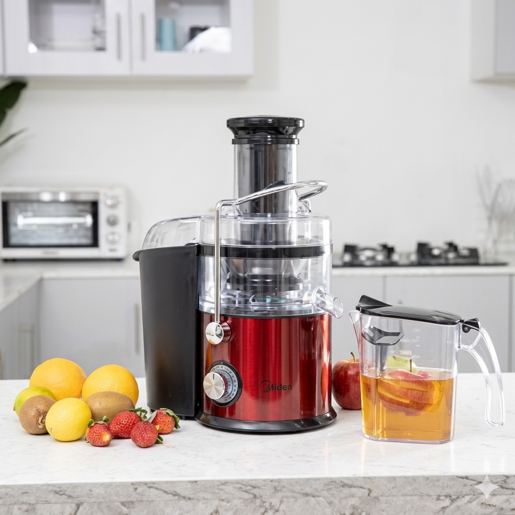 Geepas 800W Powerful Juice Extractor | 75mm Wide Mouth for Whole Fruits | 2.2L Extra-Large Pulp Container | Stainless Steel Body | 2-Speed Control with Pulse Function