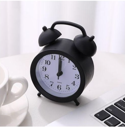 Small Students Bedside Desk Table Alarm Clock Black Analog bell style alarm clock with backlight No snooze button, quiet sweep seconds hand to ensure a good sleep and best working environment.