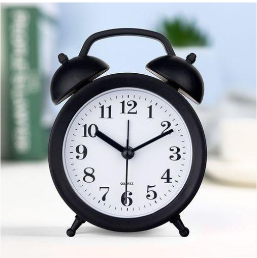Small Students Bedside Desk Table Alarm Clock Black Analog bell style alarm clock with backlight No snooze button, quiet sweep seconds hand to ensure a good sleep and best working environment.