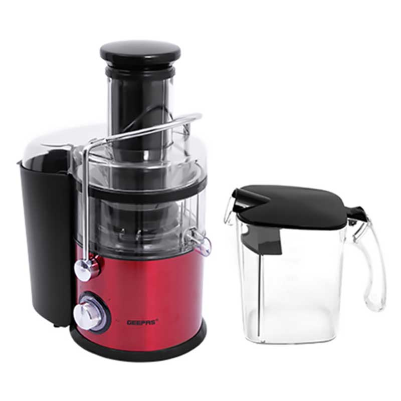Geepas 800W Powerful Juice Extractor | 75mm Wide Mouth for Whole Fruits | 2.2L Extra-Large Pulp Container | Stainless Steel Body | 2-Speed Control with Pulse Function
