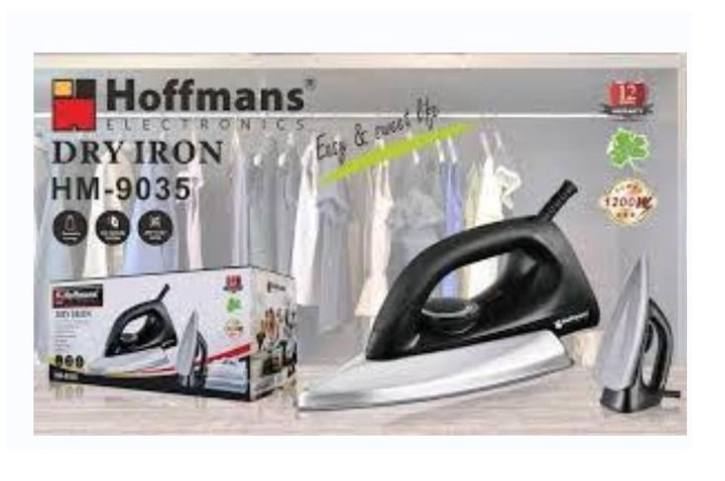 Hoffmans HM-9035 Dry Iron / Flat Iron – 1200W - Silver & BlackMake ironing faster, easier, and more effective with the Hoffmans HM-9035 Dry Iron, designed to deliver crisp, wrinkle-free clothes