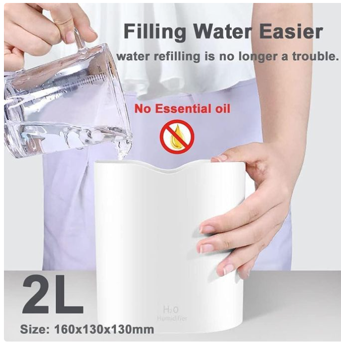 Mythco 2L Cool Mist Humidifier Dual Spray Nozzles For Home,Office, With Dual Spray Ports: Provides continuous or intermittent mist for enhanced hydration. 2L Capacity: Long-lasting mist .