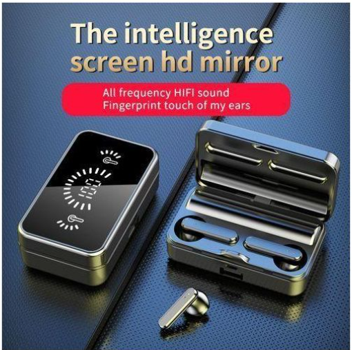 Wireless Bluetooth 5.2 Earphone Touch LED Stereo Audio, Ergonomically designed for a more comfortable fit on the auricle.