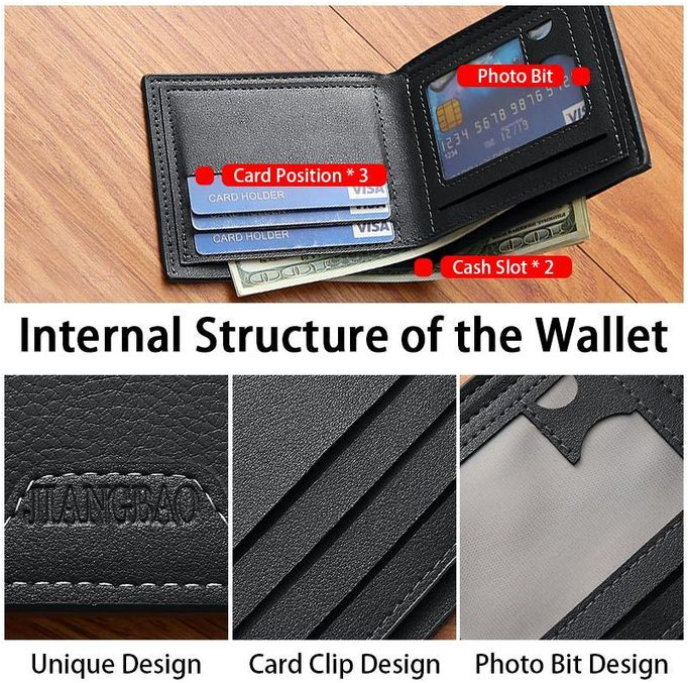 STY Men Short Wallets Business Billfold Horizontal Wallet Credit Card Holder-Black This men's wallet is made of PU synthetic leather, a synthetic material that is highly wear-resistant and durable
