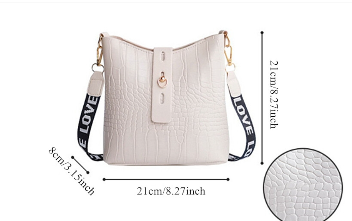 Textured Crossbody Bag Printed Shoulder Strap Bucket Bag Large-Capacity Single-Shoulder Bag One shoulder Can hold mobile phones, wallets, cosmetics, etc