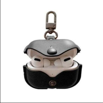 Luxury Textured Leather Protective Case for AirPods Pro – with Carabiner Keychain, Shockproof & Stylish Cover