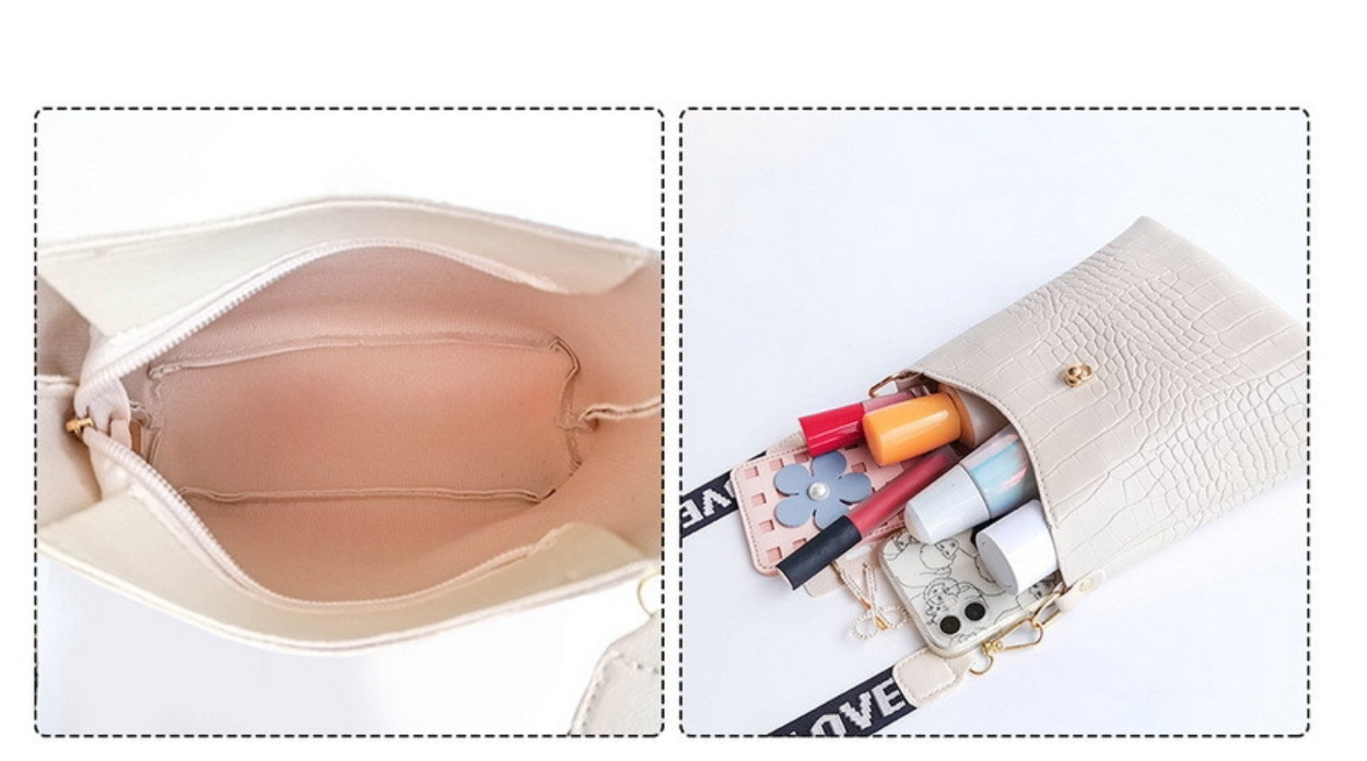 Textured Crossbody Bag Printed Shoulder Strap Bucket Bag Large-Capacity Single-Shoulder Bag One shoulder Can hold mobile phones, wallets, cosmetics, etc