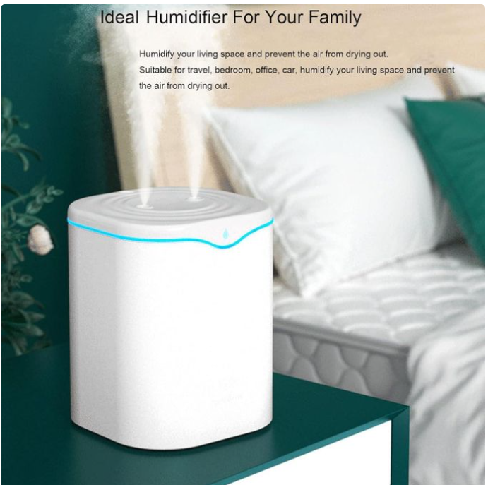 Mythco 2L Cool Mist Humidifier Dual Spray Nozzles For Home,Office, With Dual Spray Ports: Provides continuous or intermittent mist for enhanced hydration. 2L Capacity: Long-lasting mist .