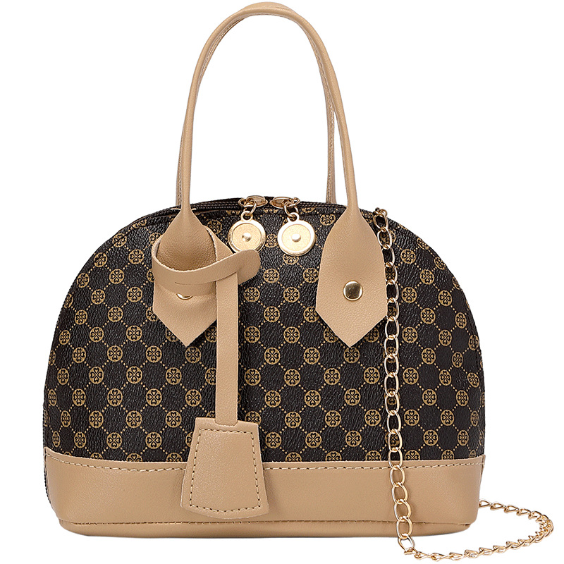 Flower-patterned shell-covered women's handbag, fashionable tote bag