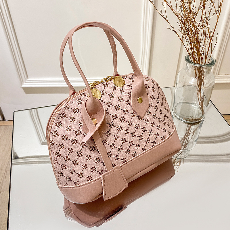 Flower-patterned shell-covered women's handbag, fashionable tote bag