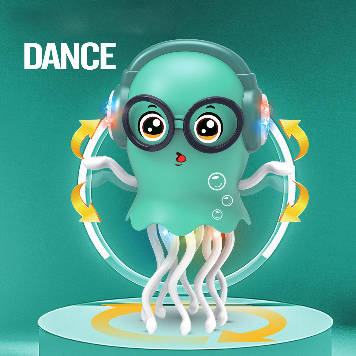Electrically-powered, mesmerizing dancing jellyfish octopus automatic obstacle avoidance sensing octopus children's light-up toy
