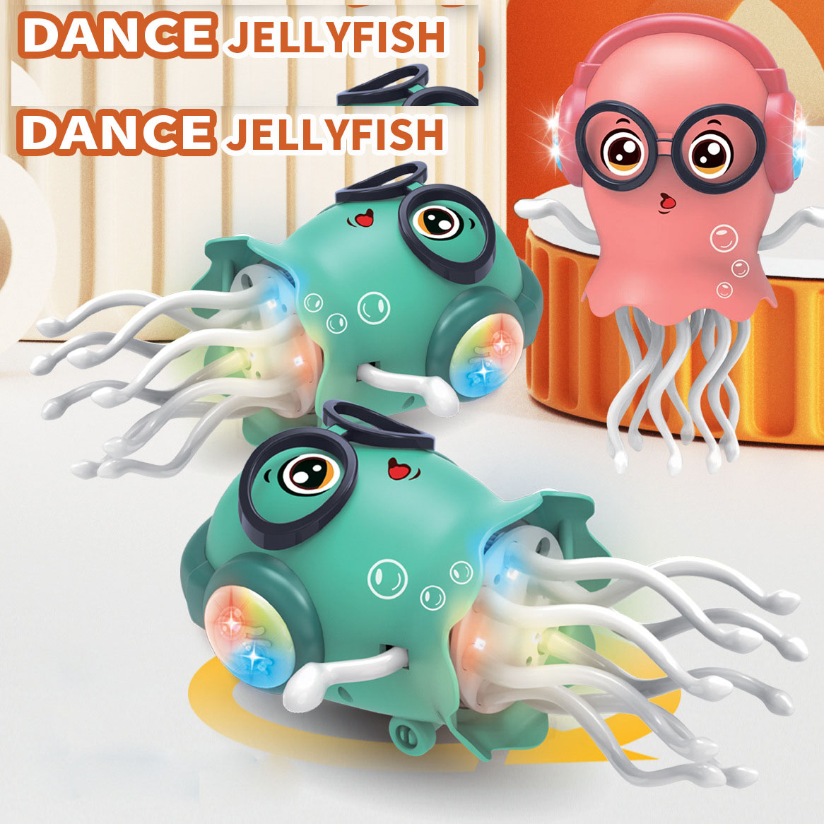 Electrically-powered, mesmerizing dancing jellyfish octopus automatic obstacle avoidance sensing octopus children's light-up toy