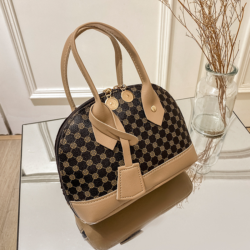 Flower-patterned shell-covered women's handbag, fashionable tote bag