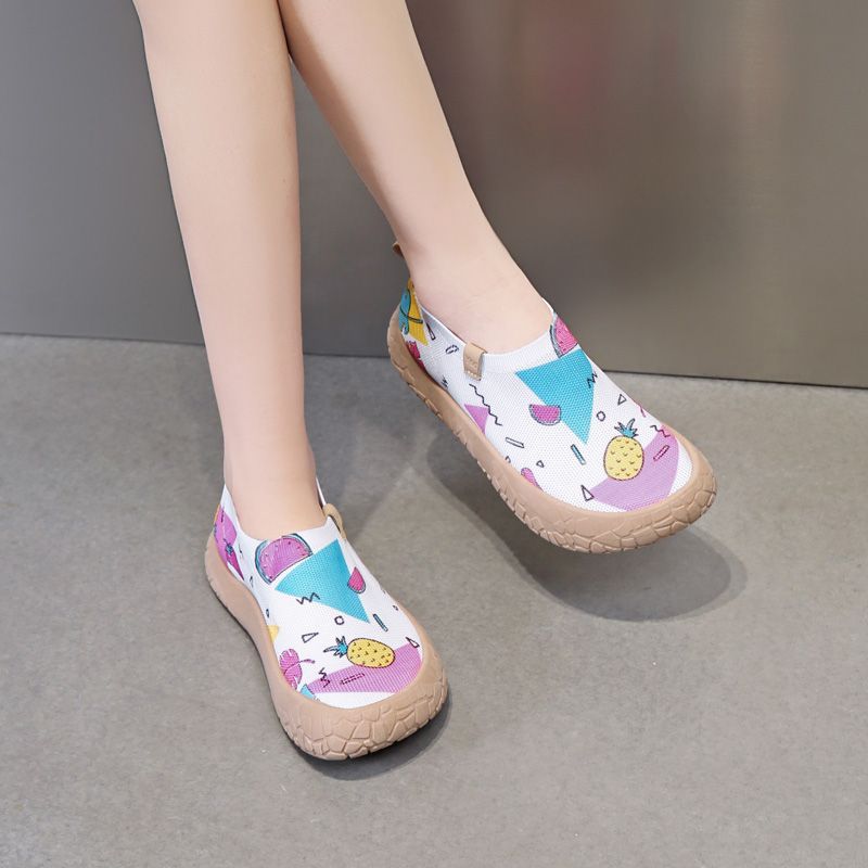 2026 New Breathable and Versatile Colorful Travel Style Explosive Soft soled Shoes for Comfortable Companions, Lazy Shoes for Women